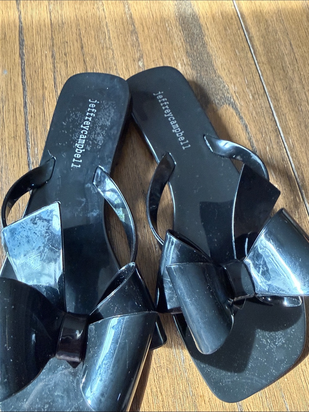 Jeffrey Campbell Black Bow Slide Sandals - Glossy Patent
